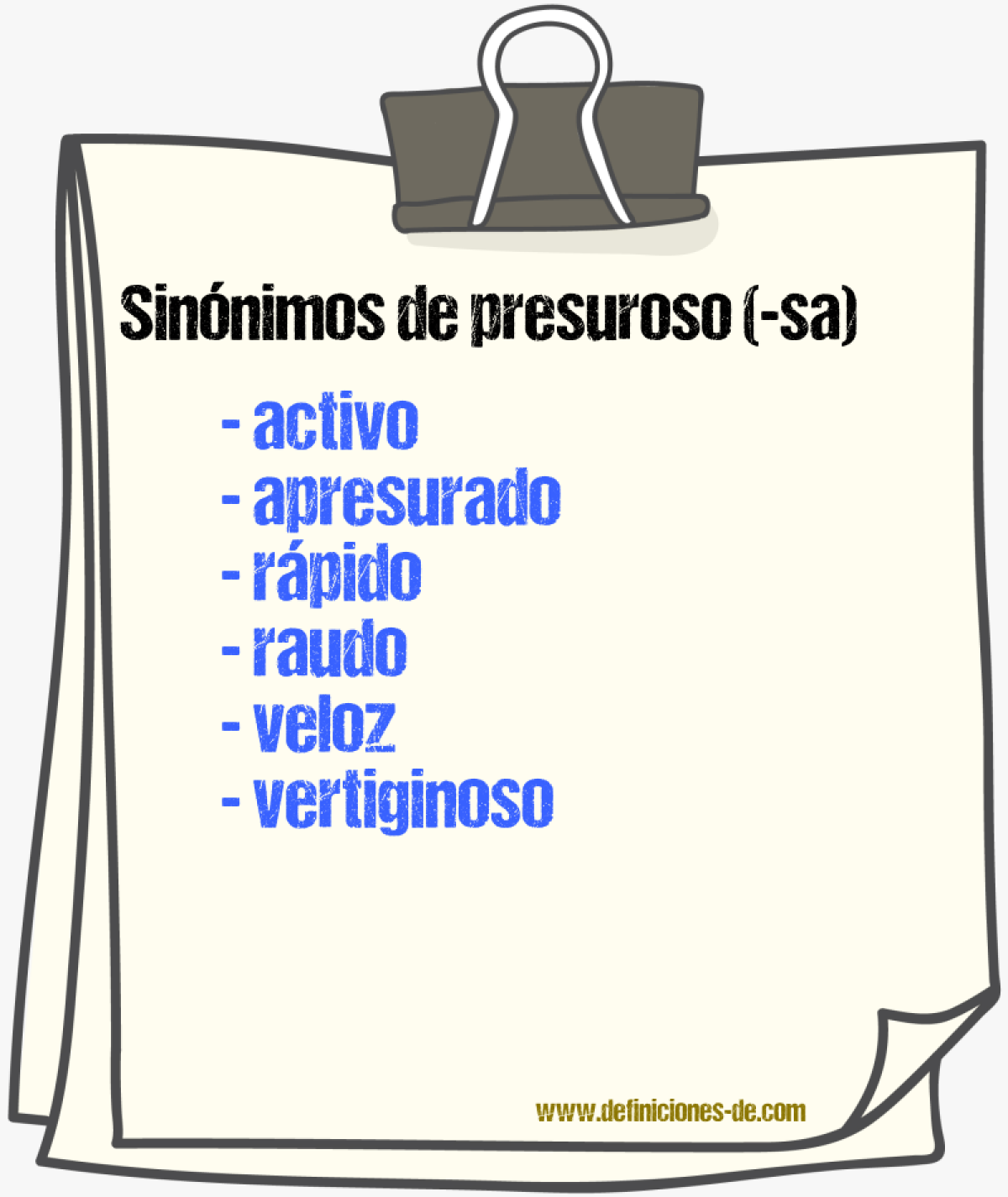 Sinnimos de presuroso