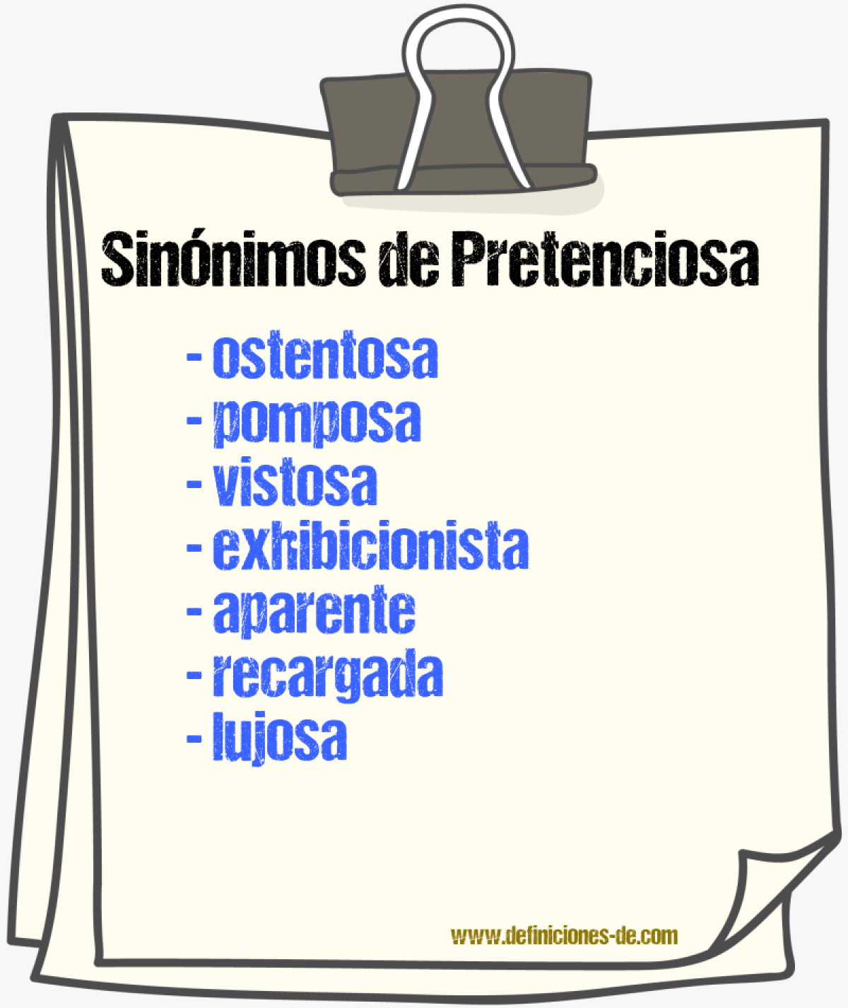 Sinónimos de pretenciosa