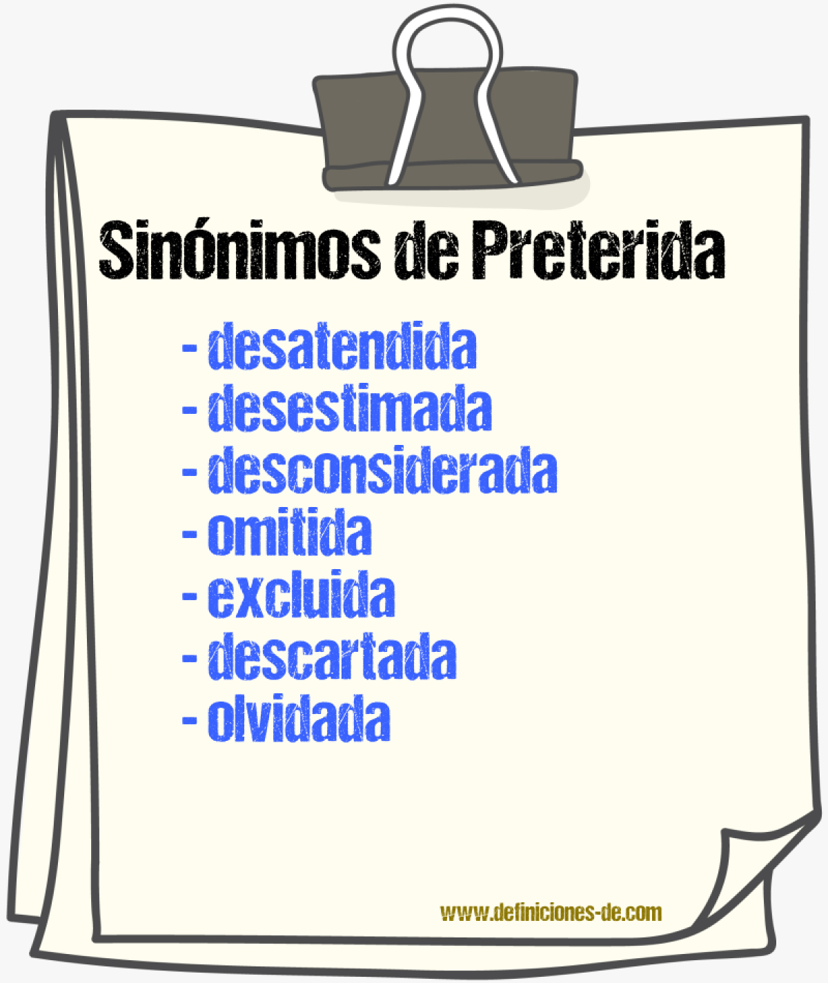 Sinónimos de preterida