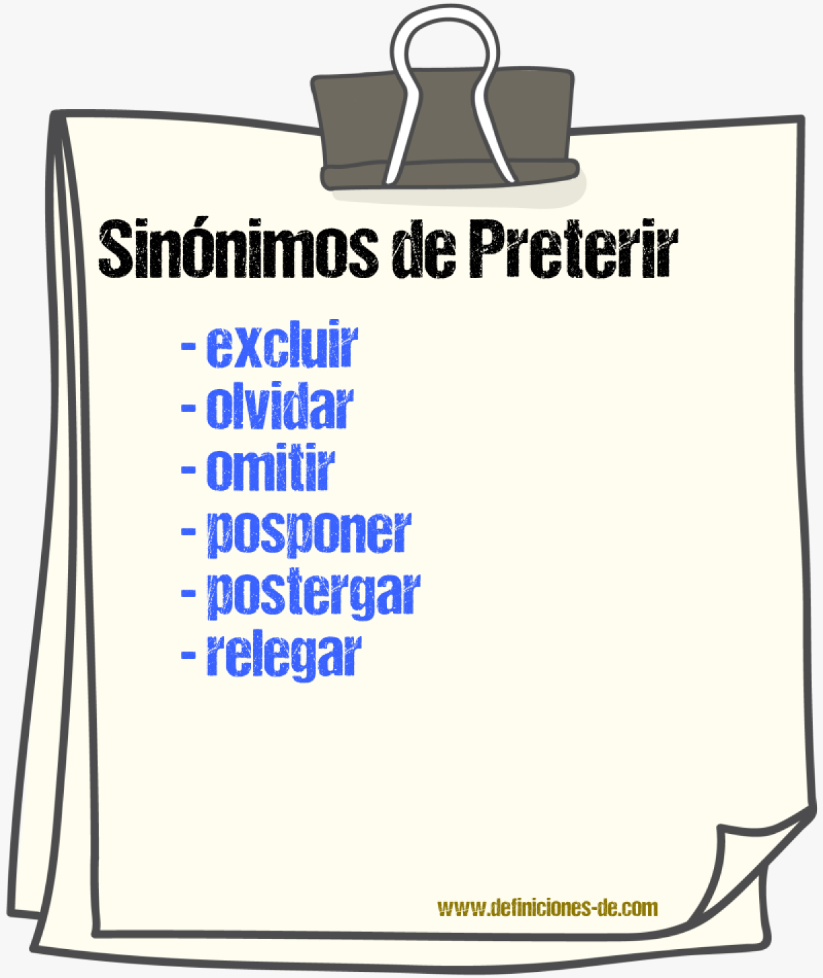 Sinnimos de preterir