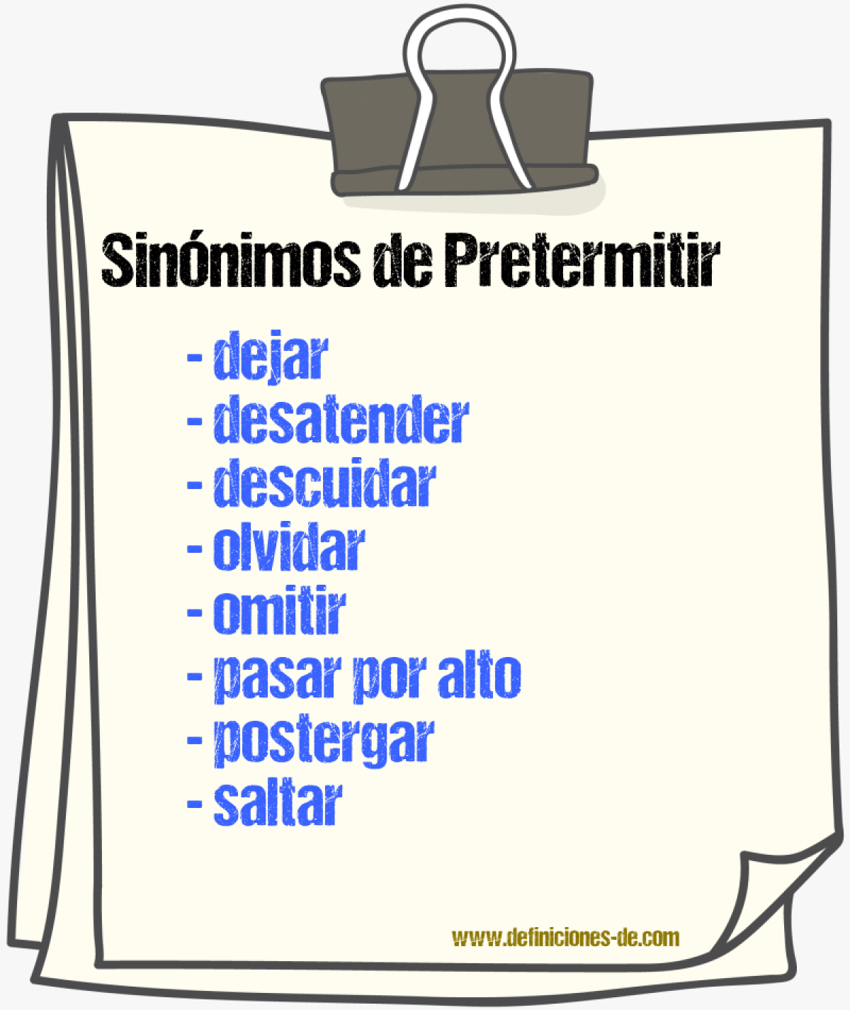 Sinnimos de pretermitir