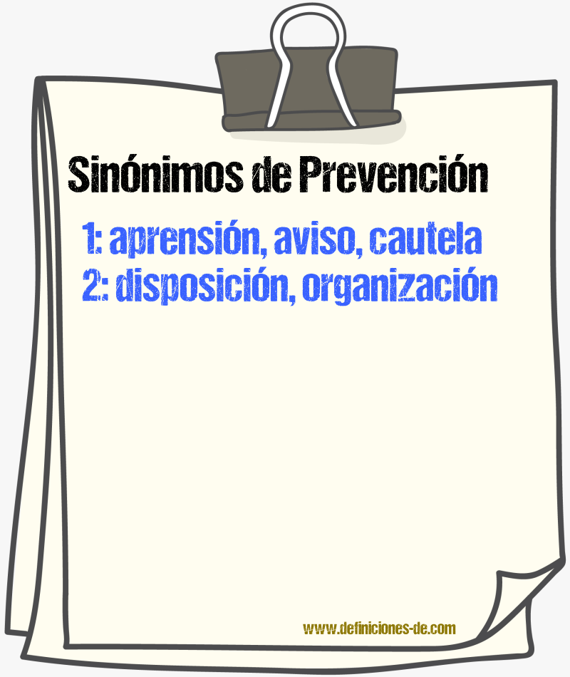 Sinónimos de prevención