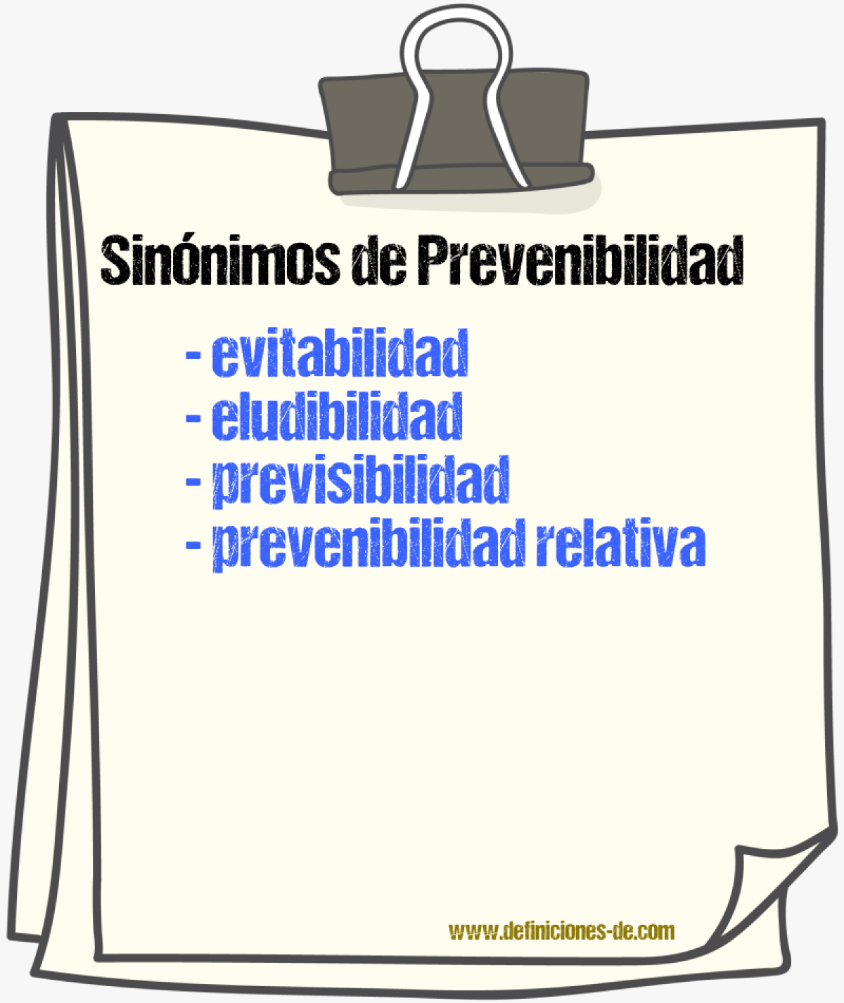 Sinónimos de prevenibilidad