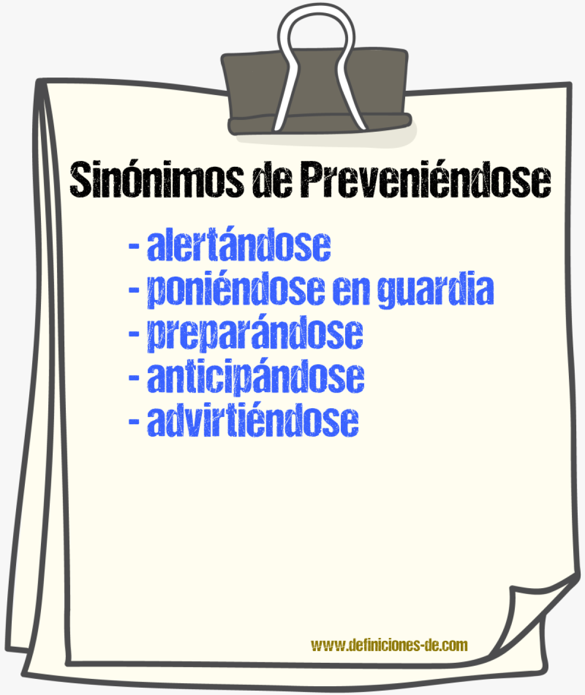 Sinónimos de preveniéndose