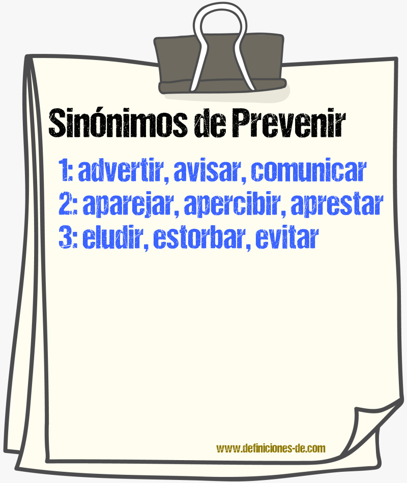 Sinónimos de prevenir