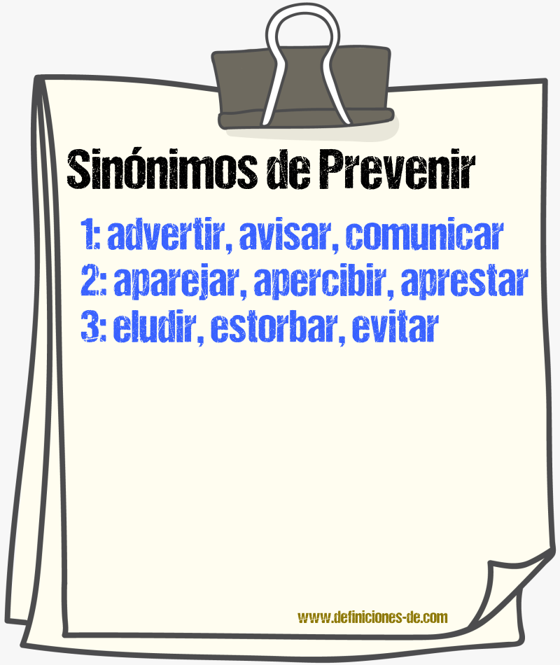 Sinnimos de prevenir