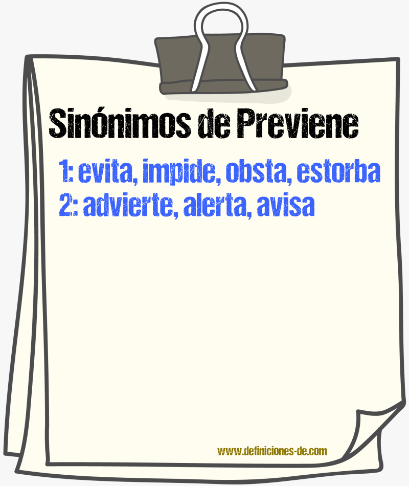 Sinónimos de previene