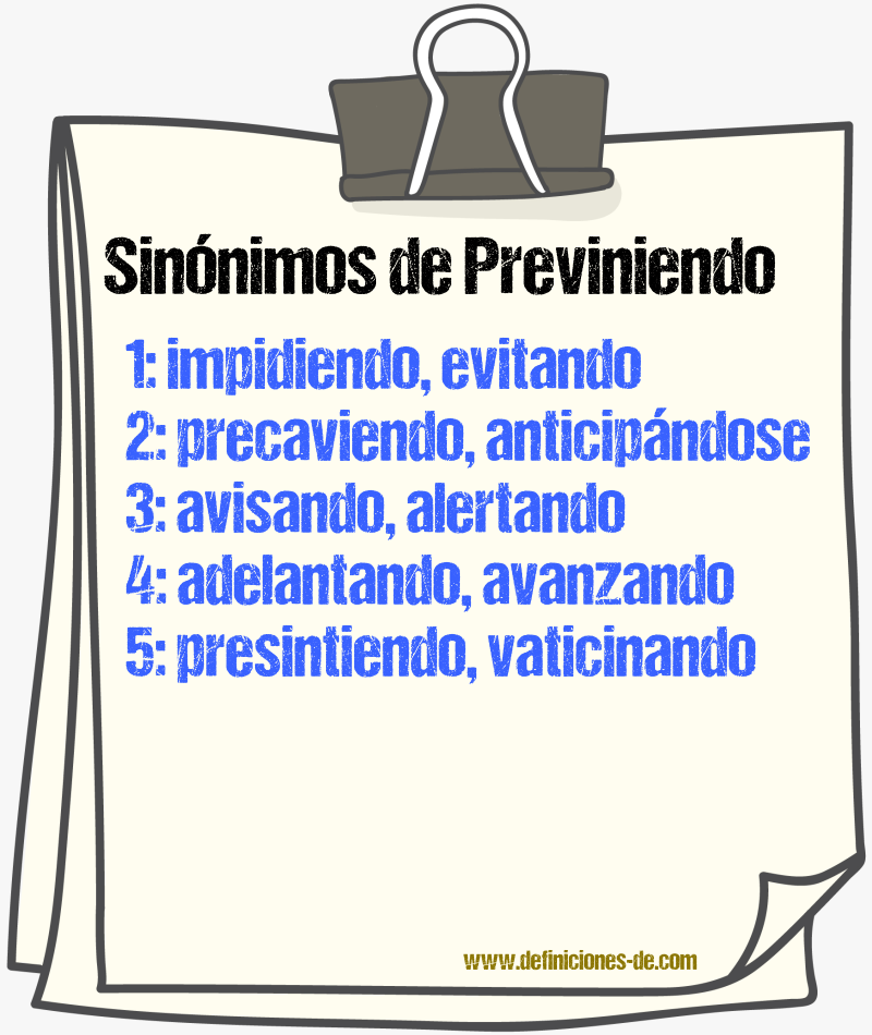Sinónimos de previniendo