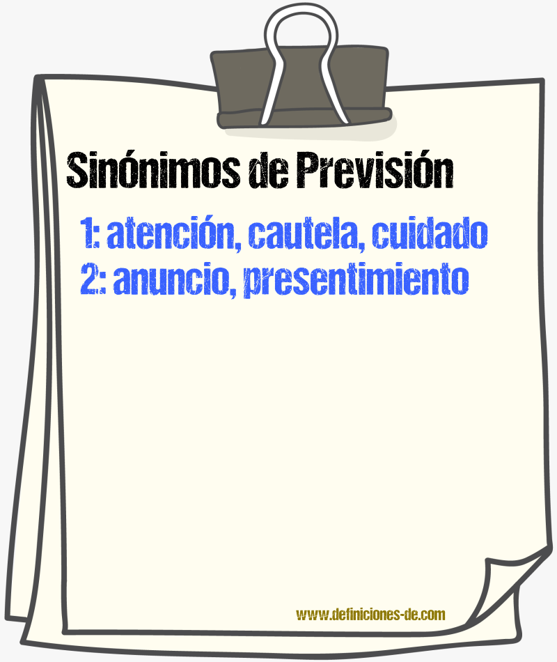 Sinnimos de previsin