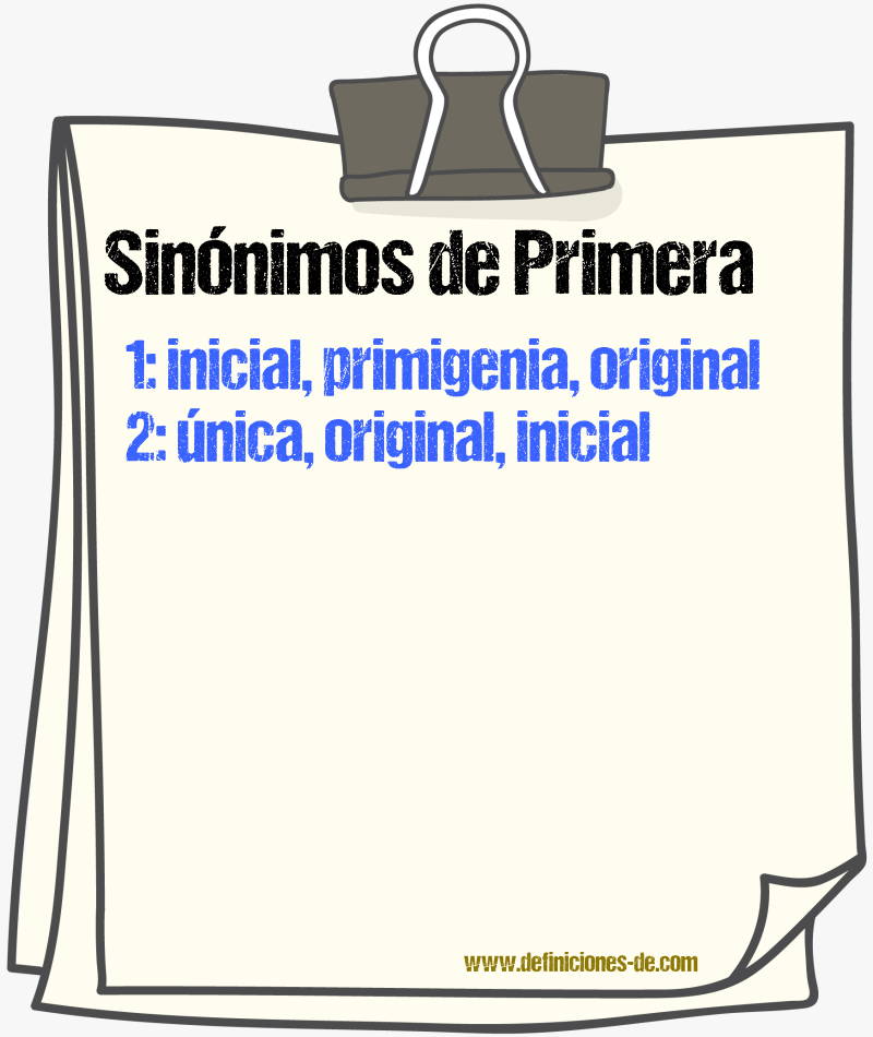 Sinónimos de primera