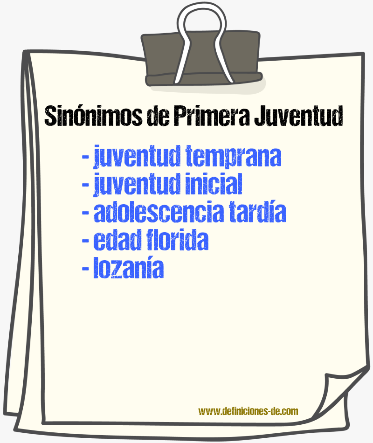 Sinónimos de primera juventud