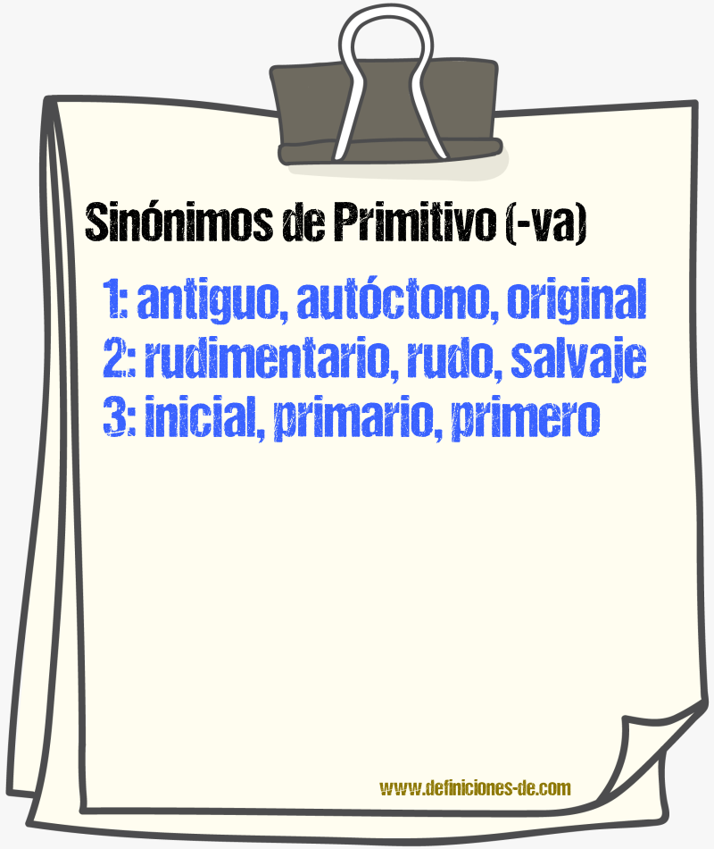 Sinónimos de primitivo