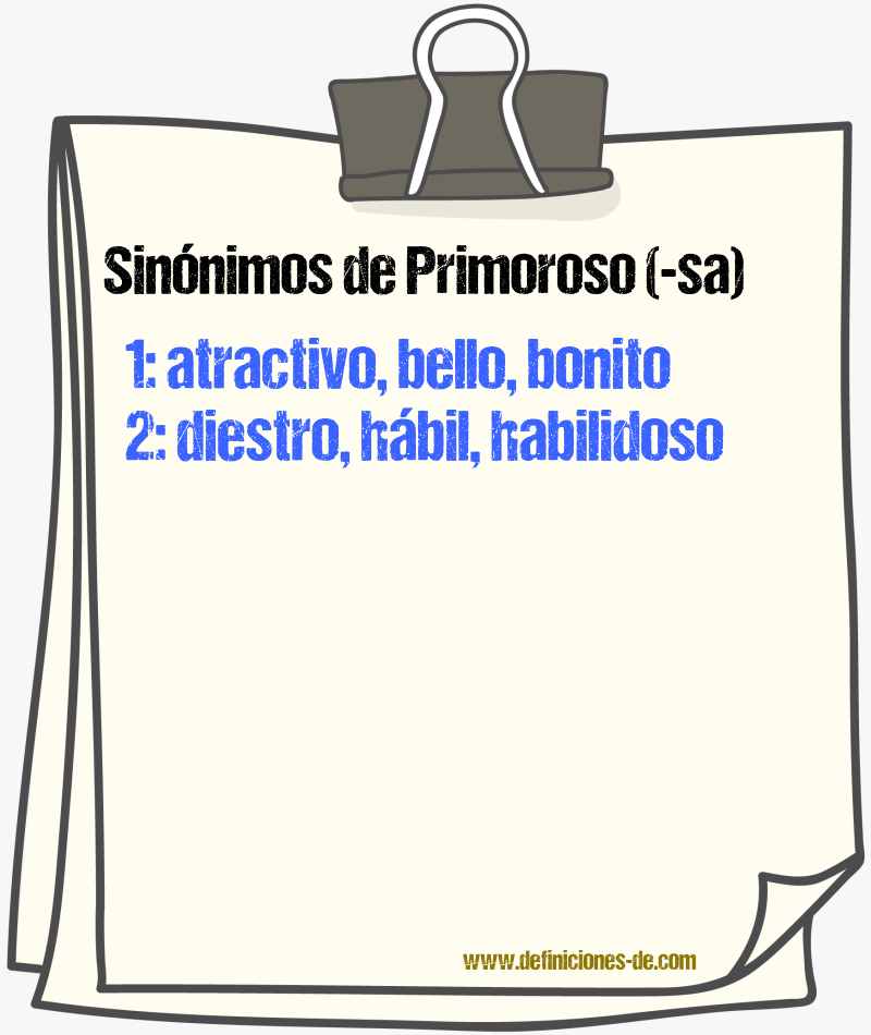 Sinnimos de primoroso