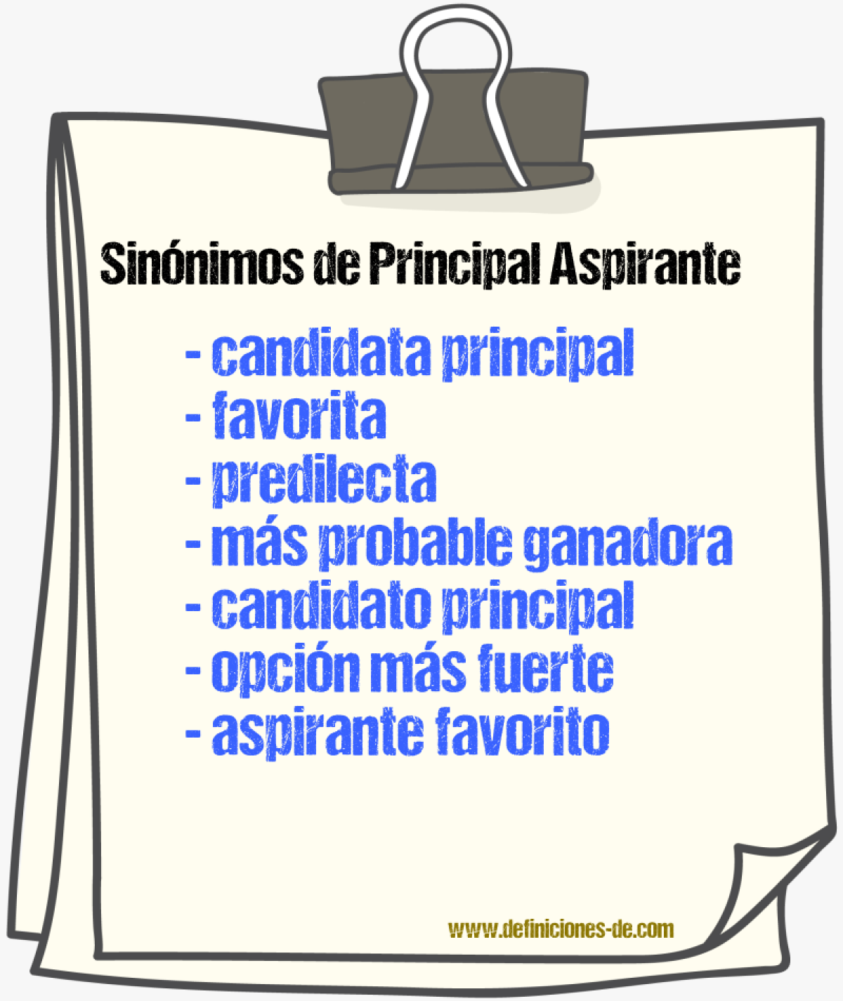 Sinónimos de principal aspirante