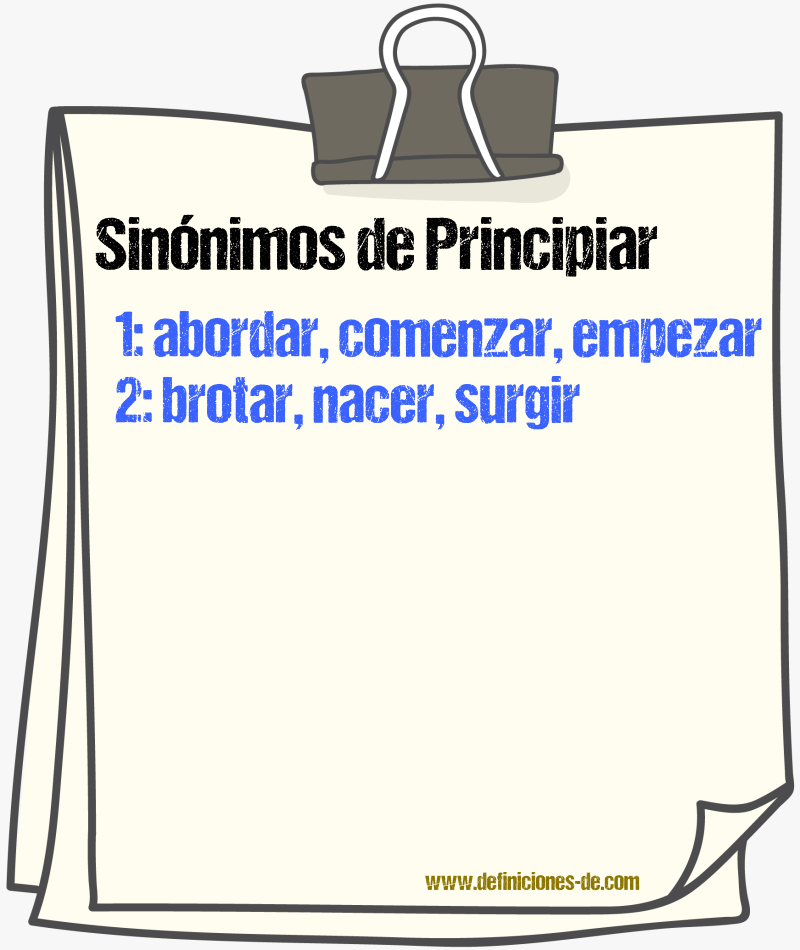 Sinnimos de principiar