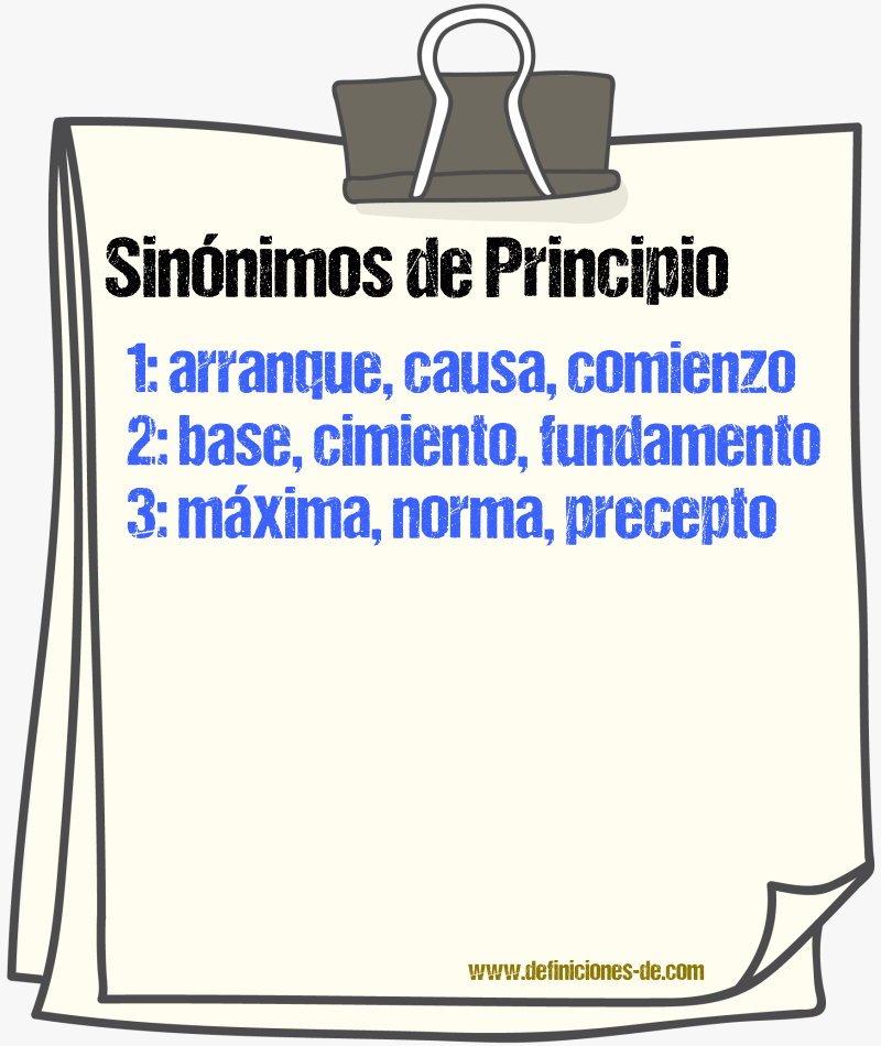 Sinnimos de principio