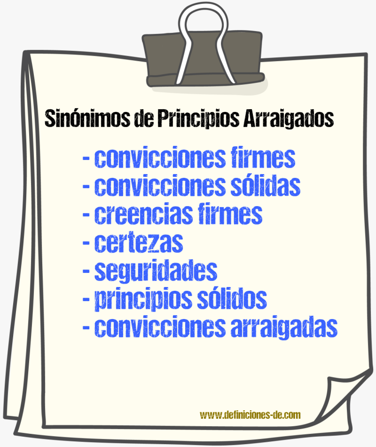 Sinónimos de principios arraigados