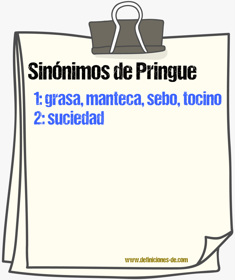 Sinnimos de pringue