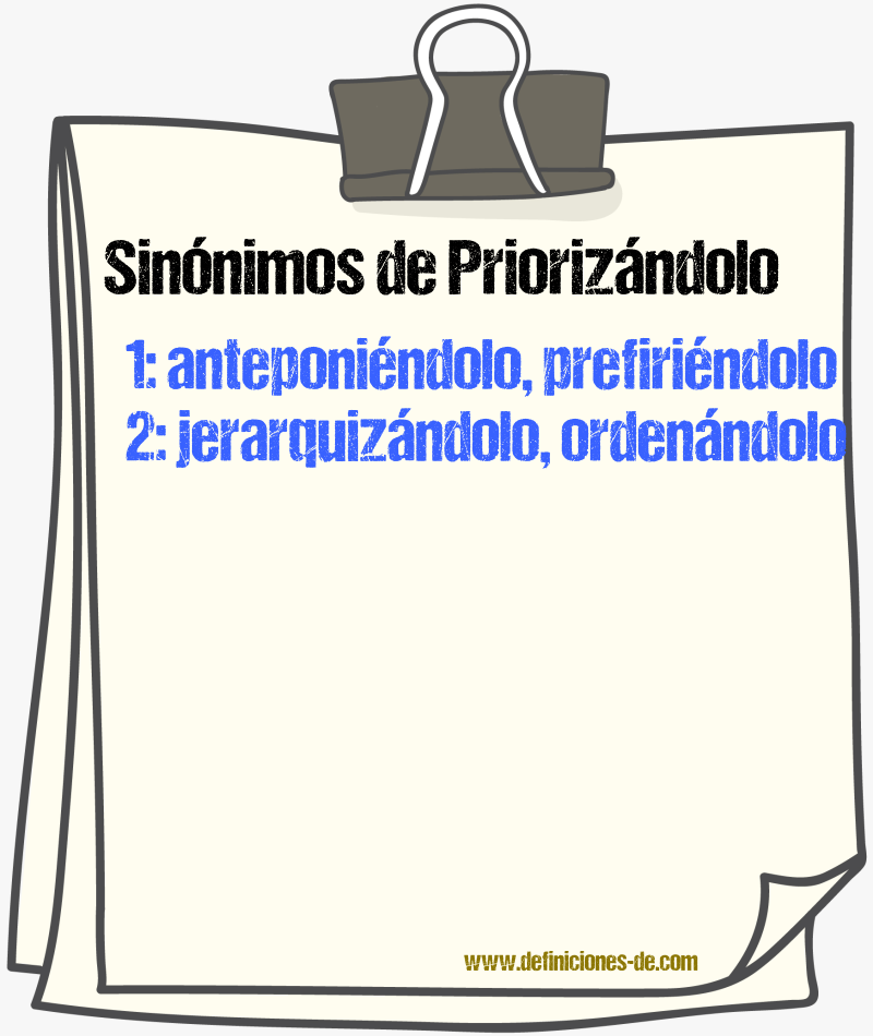 Sinónimos de priorizándolo