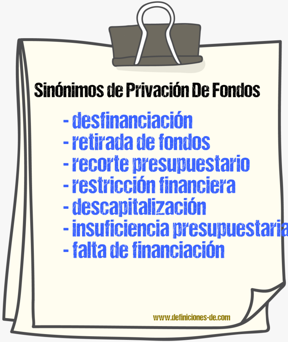 Sinónimos de privación de fondos