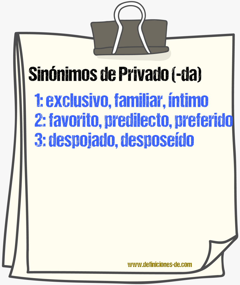 Sinónimos de privado