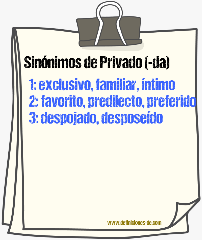 Sinnimos de privado