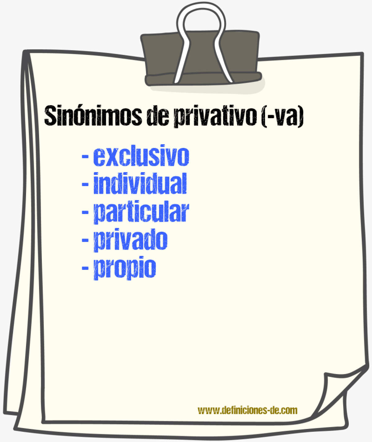 Sinnimos de privativo