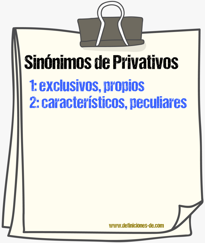 Sinónimos de privativos