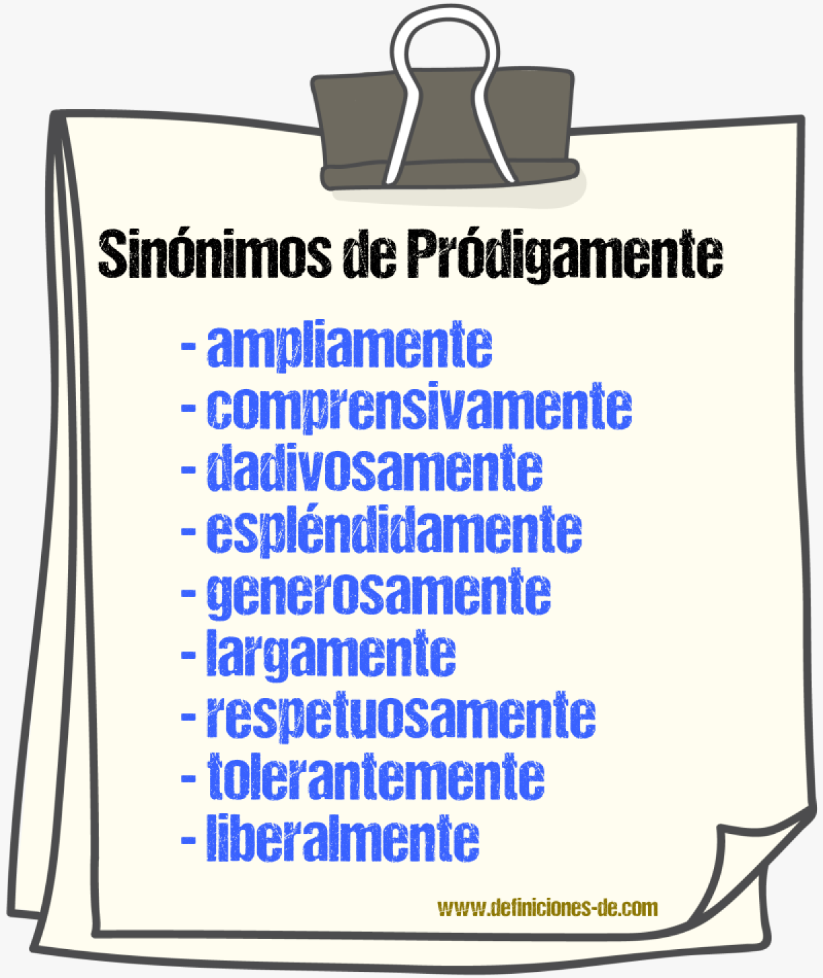 Sinnimos de prdigamente