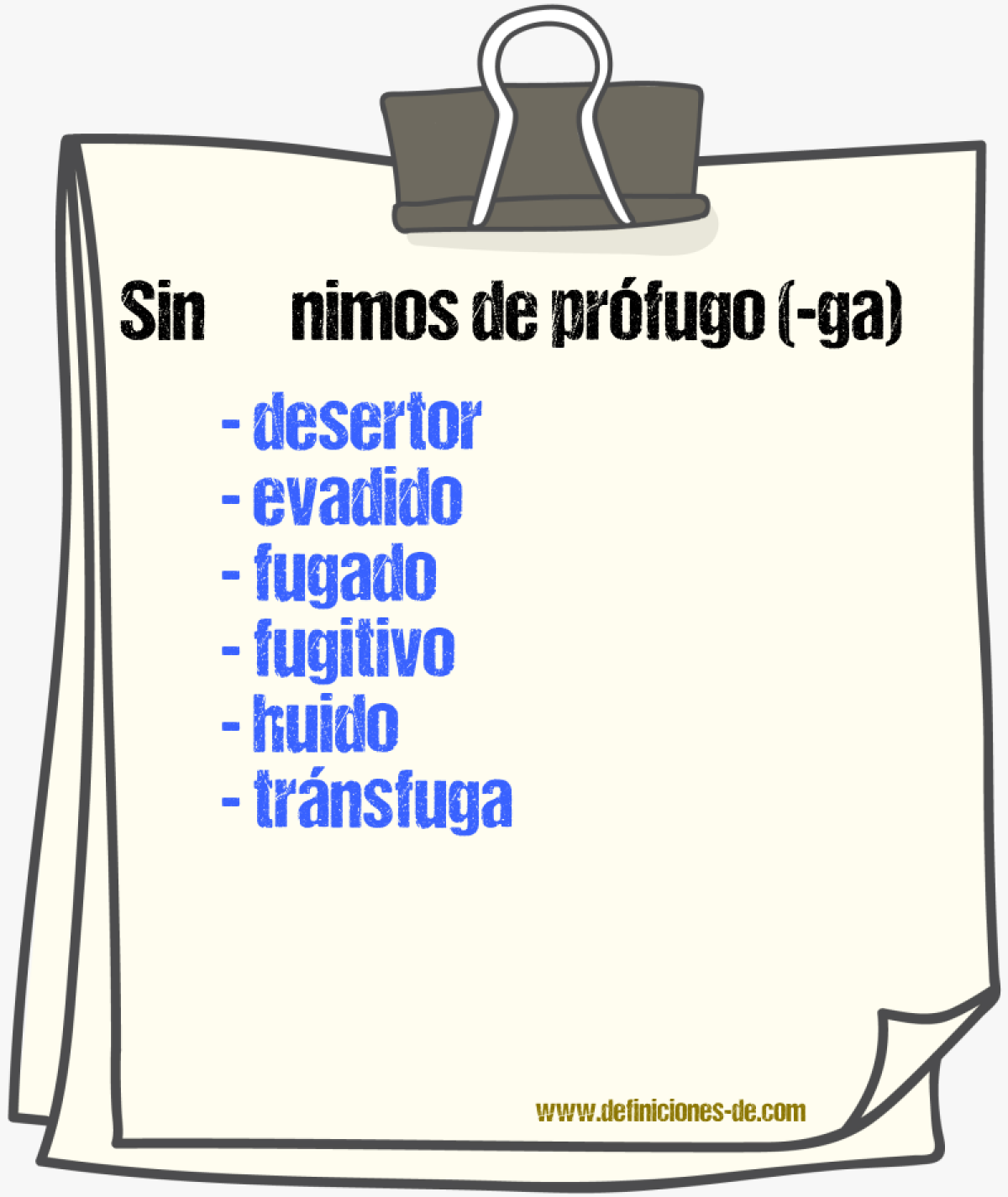 Sinnimos de prfugo