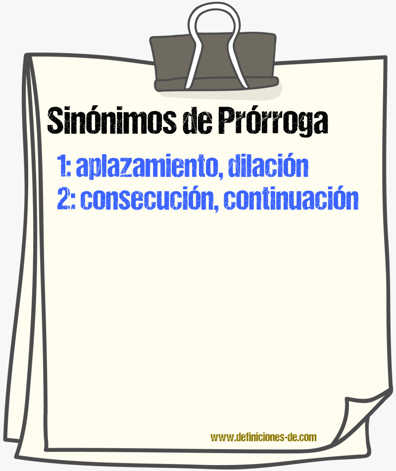 Sinnimos de prrroga