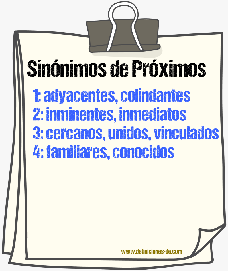 Sinónimos de próximos