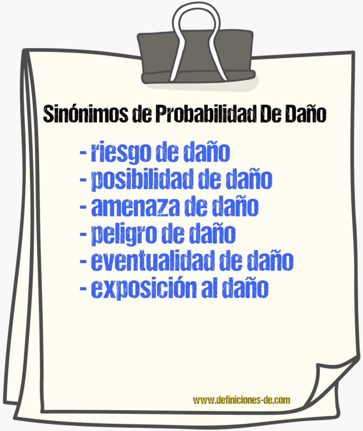 Sinónimos de probabilidad de daño