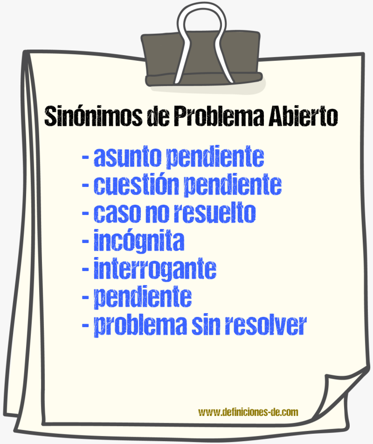 Sinónimos de problema abierto