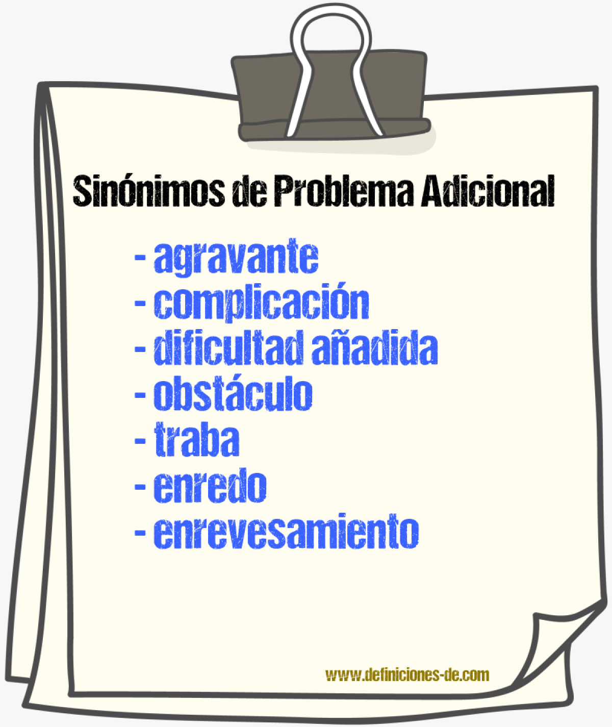 Sinónimos de problema adicional