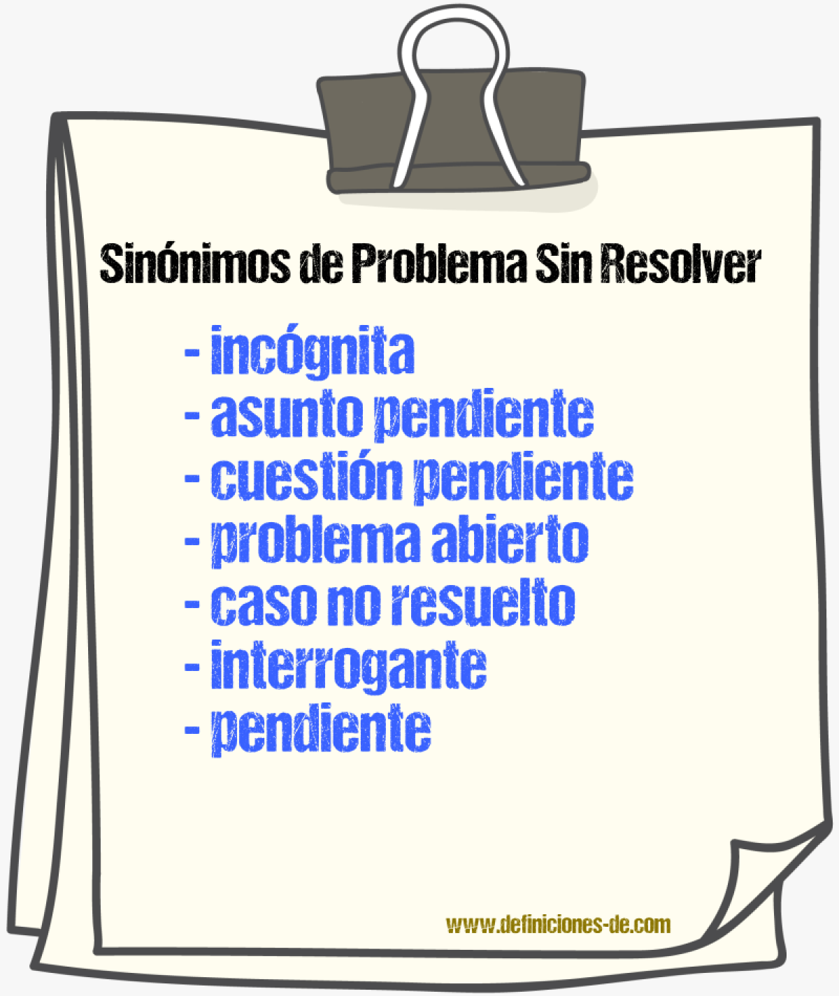Sinónimos de problema sin resolver