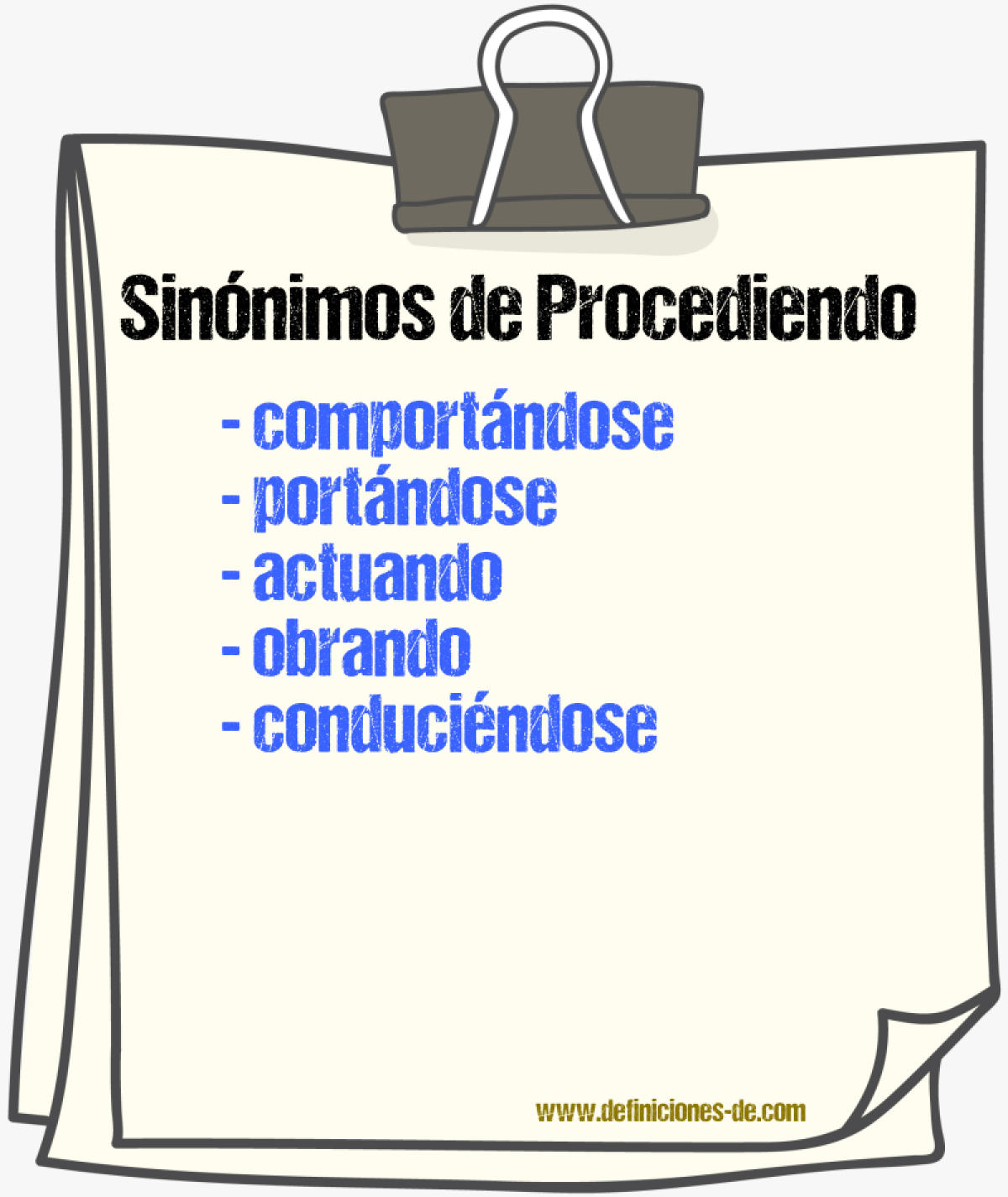 Sinónimos de procediendo
