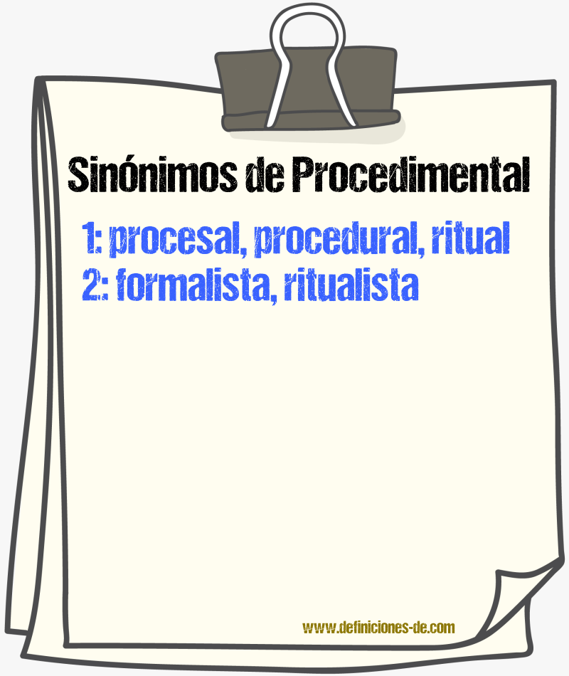 Sinónimos de procedimental