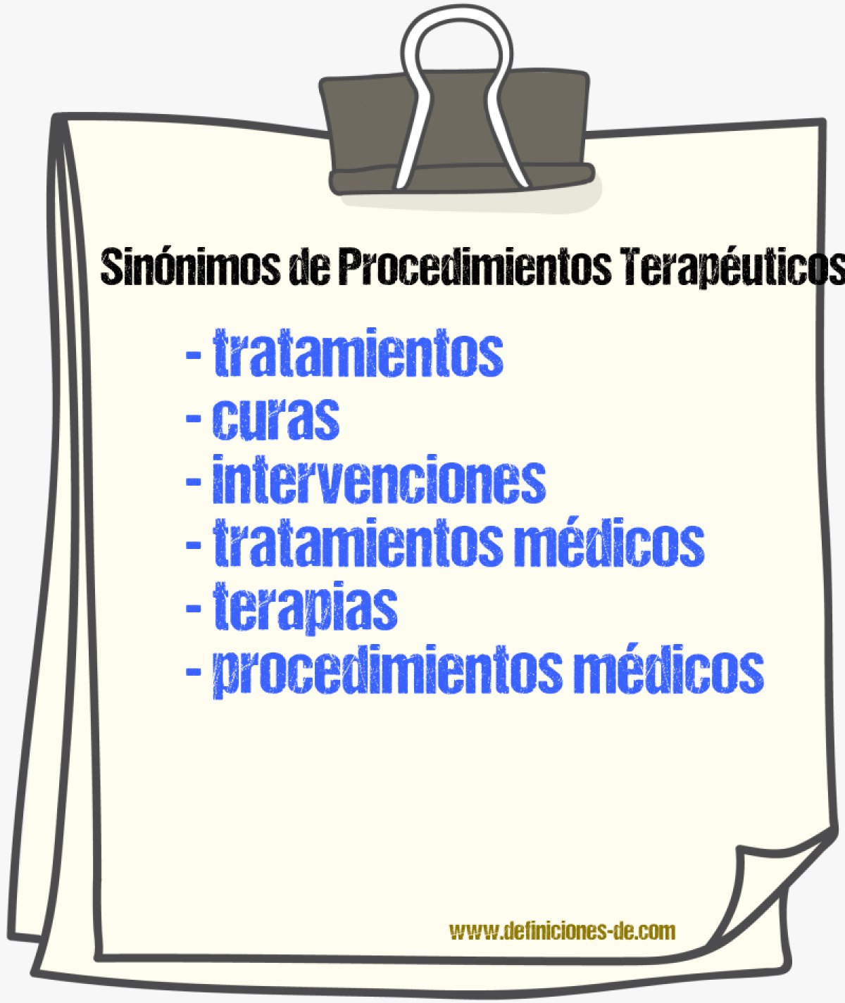 Sinónimos de procedimientos terapéuticos