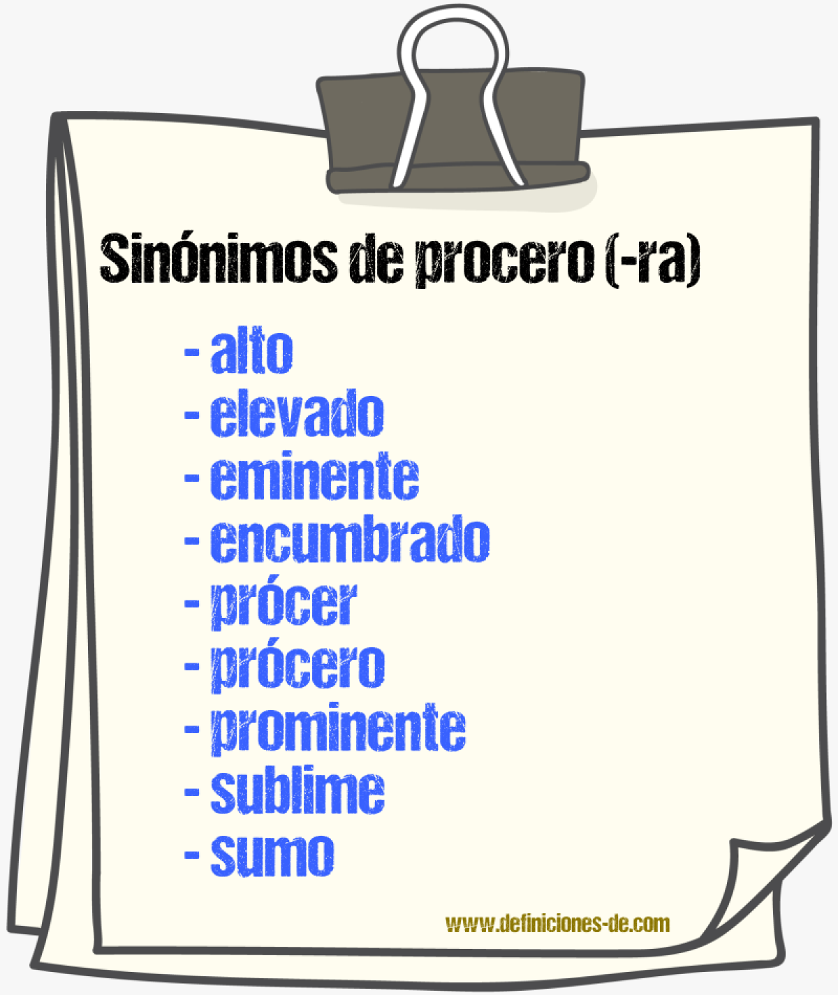 Sinnimos de procero