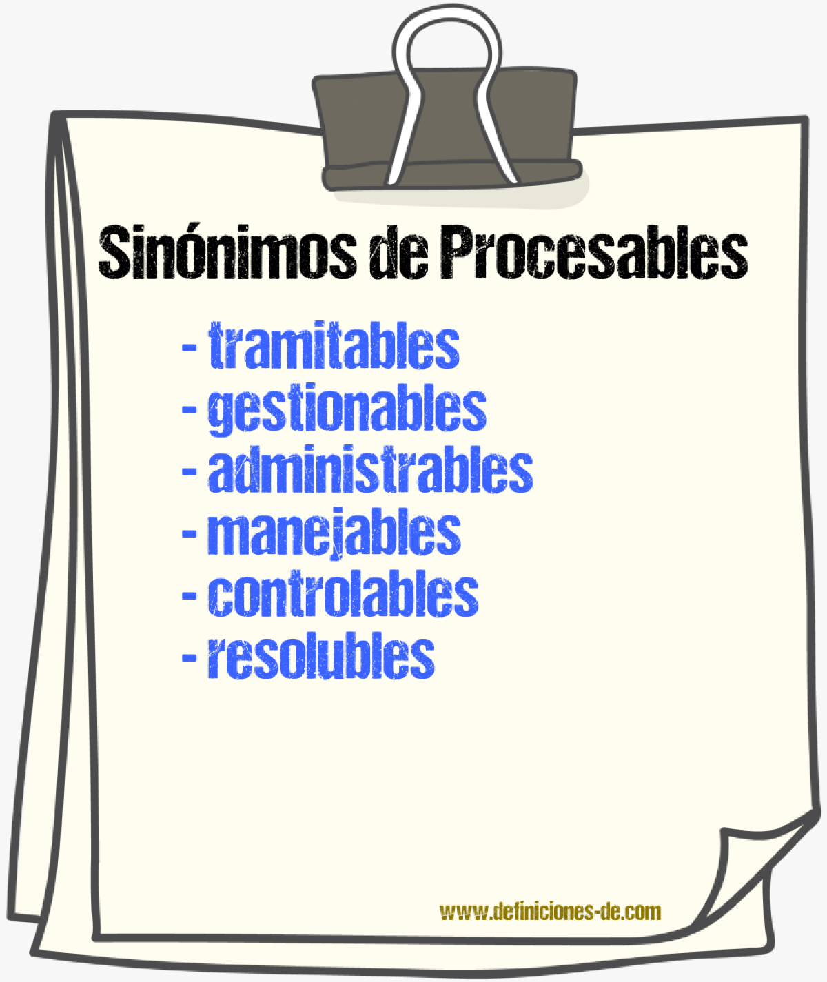Sinónimos de procesables