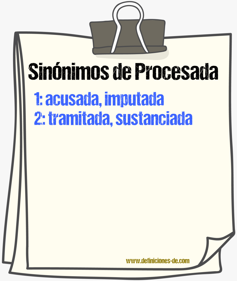 Sinónimos de procesada