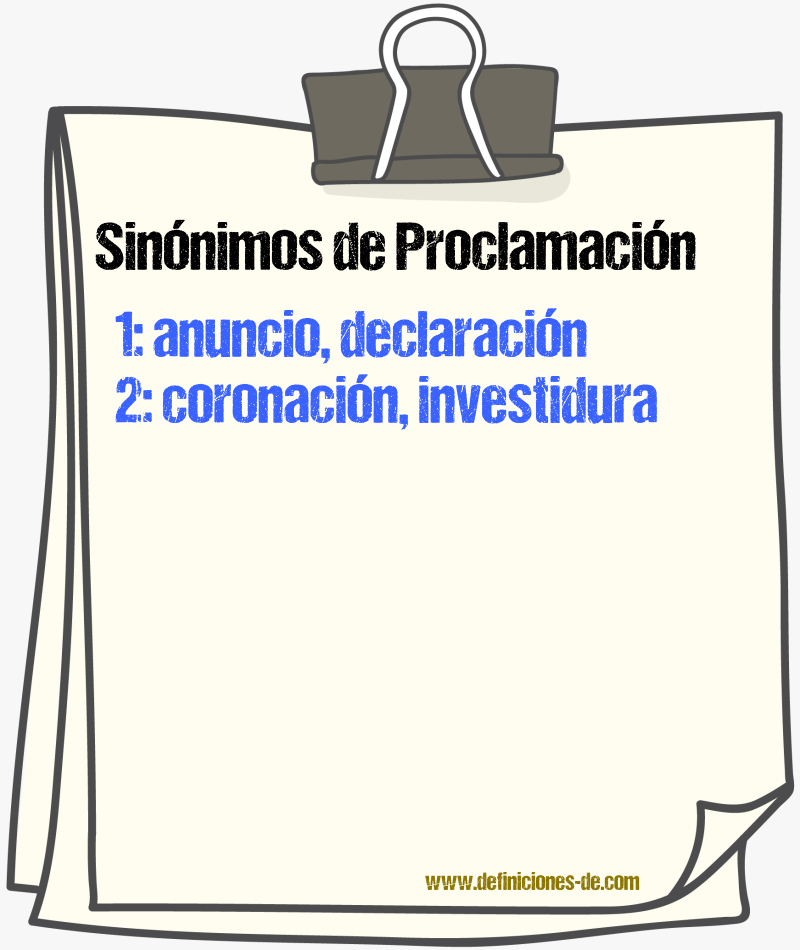 Sinnimos de proclamacin