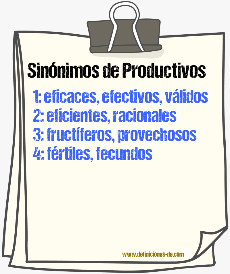 Sinónimos de productivos