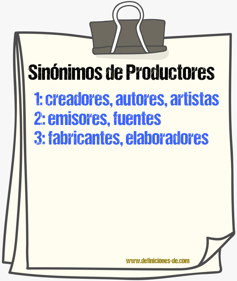 Sinónimos de productores