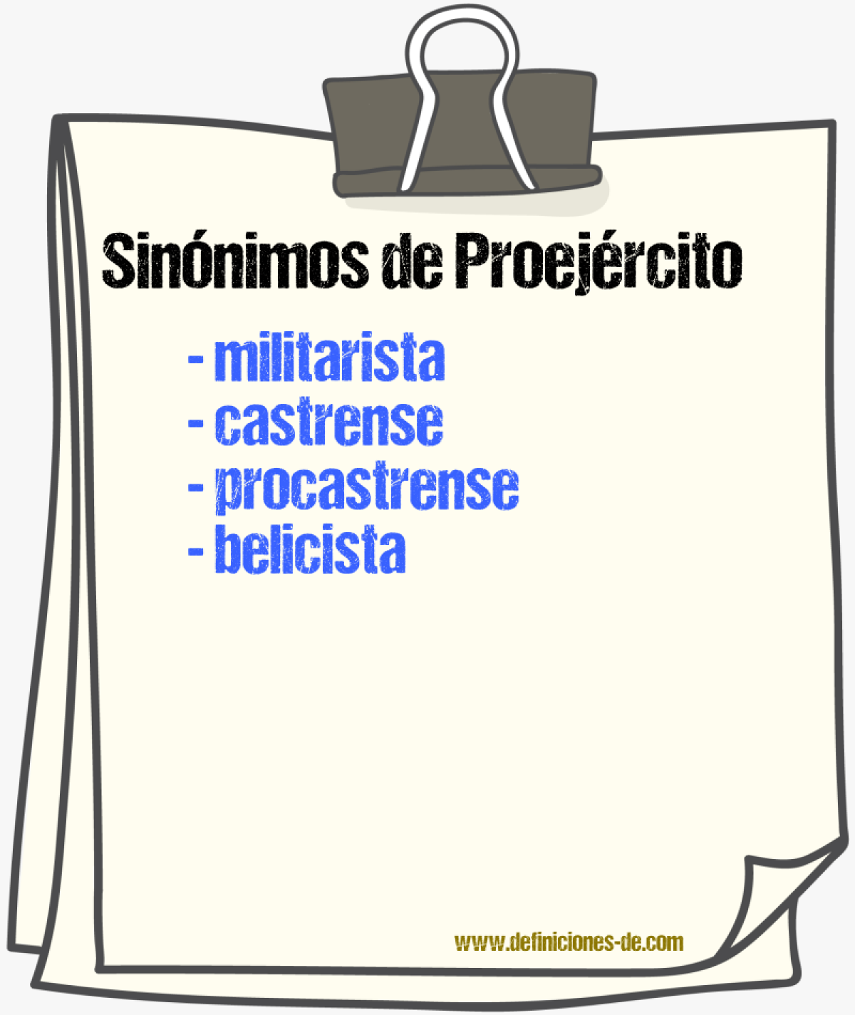 Sinónimos de proejército