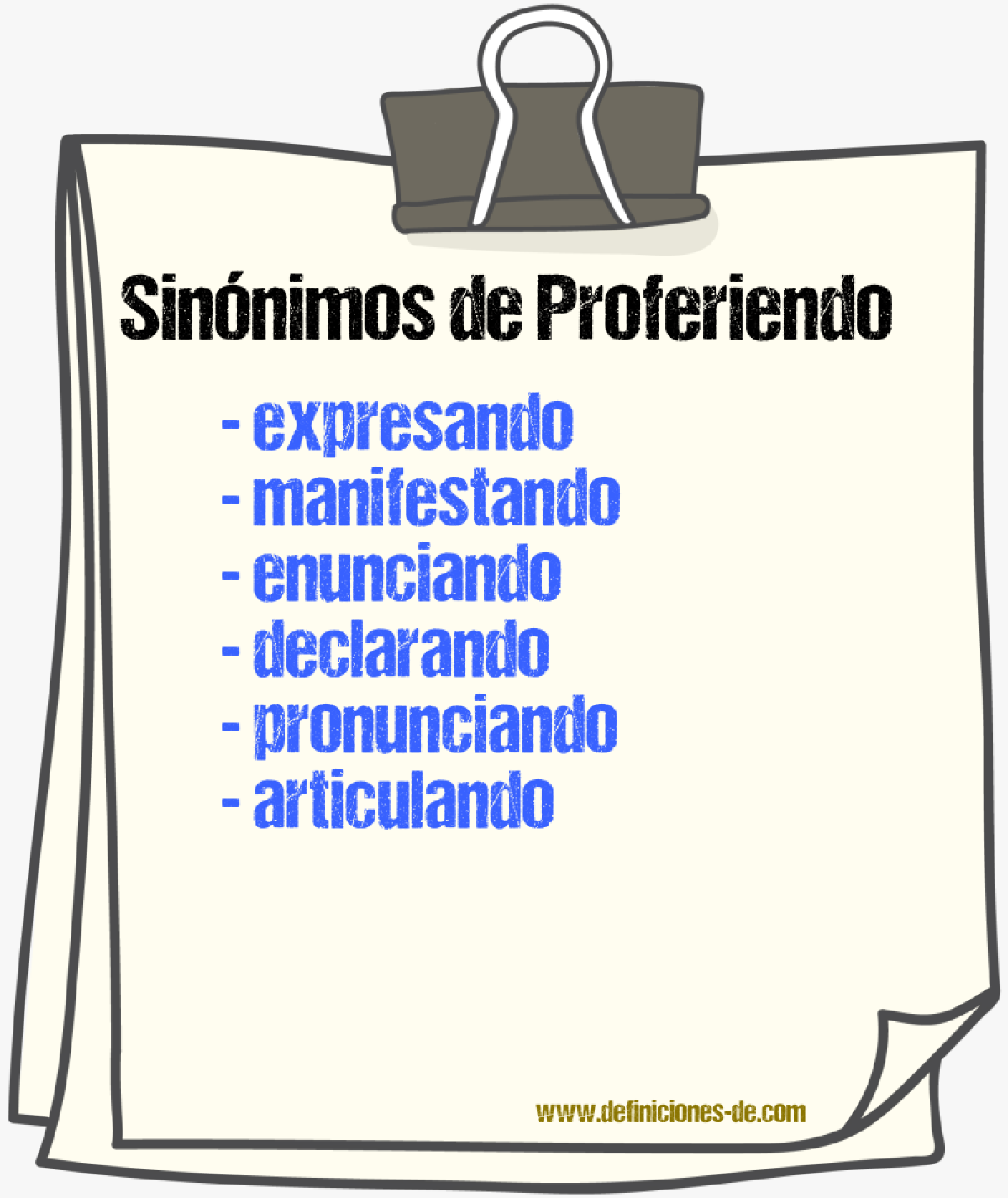 Sinónimos de proferiendo