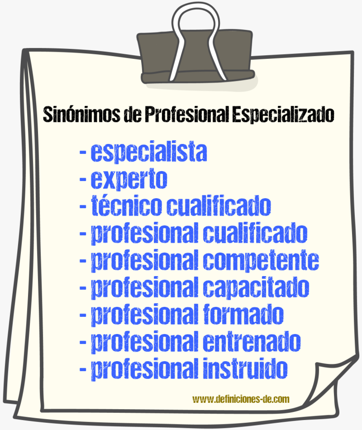 Sinónimos de profesional especializado