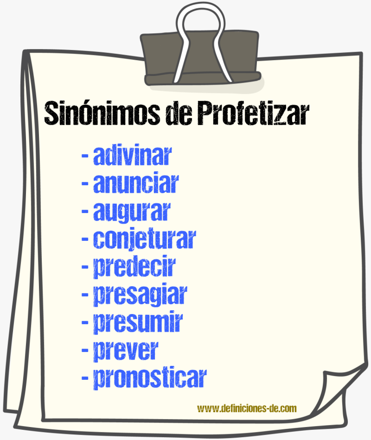 Sinnimos de profetizar