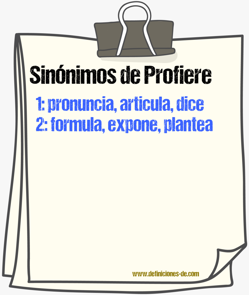 Sinónimos de profiere